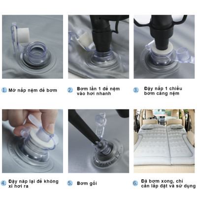 Giường Nệm Đệm Hơi Ô Tô Cao Cấp PHIÊN BẢN MỚI dùng cho Xe Hơi 4 đến 7 chỗ (bán tải, sedan, SUV, ...)