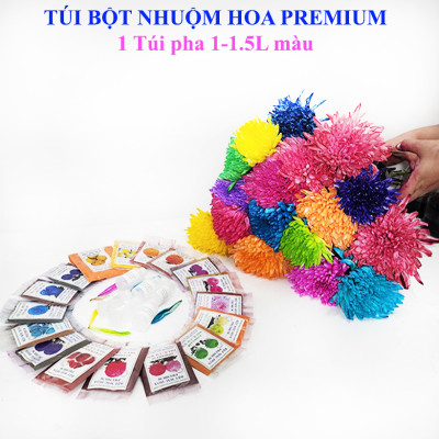 Gói thuốc Bột Nhuộm Hoa Tươi nhập khẩu PREMIUM nhuộm trên 250 cành hoa, 1 gói pha 1.5L màu Công Nghệ Israel cải tiến Thế Hệ Mới