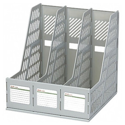 Khay Tài Liệu Nhựa 3 Ngăn Deli 9845 - Mẫu 1 - Màu Xám