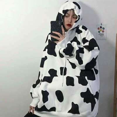 ÁO HOODIE - ÁO KHOÁC NỈ NGOẠI In 3D Bò Sữa Cổ Chui (HD2420 - Kèm Video Ảnh Thật)