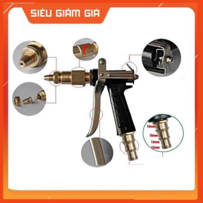 Bộ dây vòi xịt nước rửa xe, tưới cây . tăng áp 3 lần, loại 7m, 10m 206236 đầu đồng, đai, + tặng đai