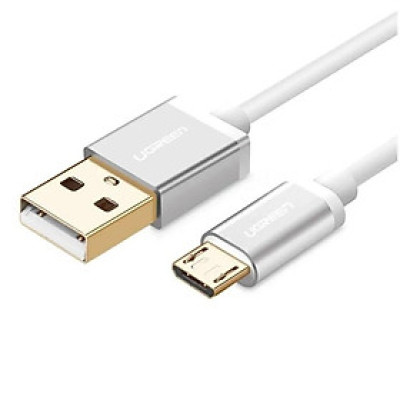 Ugreen UG30656US134TK 1.5M màu Trắng Cáp sạc truyền dữ liệu USB 2.0 sang MICRO USB đầu mạ vàng - HÀNG CHÍNH HÃNG