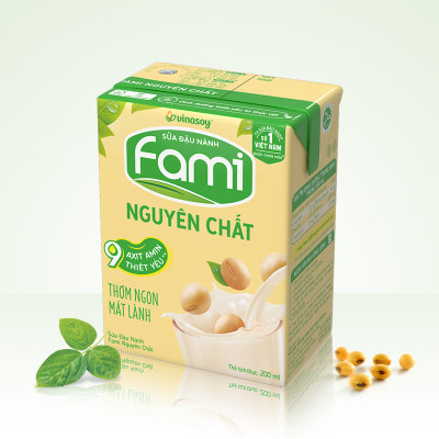 Thùng Sữa đậu nành Vinasoy Fami nguyên chất (200ml x 36 Hộp)