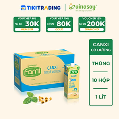 Thùng 10 Hộp Sữa đậu nành Vinasoy Fami Canxi (1000ml/Hộp)