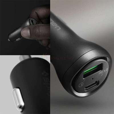 Cốc sạc xe hơi Spigen STEADIBOOST 1USB 1Type-C 27W PD3.0/QC3.0 000CP25597 - Hàng chính hãng