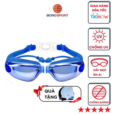 Kính Bơi Tráng Gương kèm bịt tại cao cấp Cleacco chống sương mù , chống tia UV Hàng chính hãng - Tặng kèm nón bơi Silicon ( Màu ngẫu nhiên )