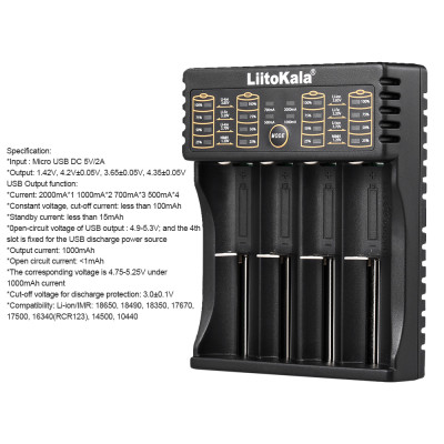 Bộ sạc pin thông minh LiitoKala Lii-402 1.2V 3.7V 3.2V 3.85V AA / AAA cho 18490 18350 17670 17500 16340 14500 10440