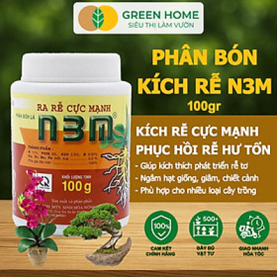 Phân Bón Lá Greenhome, N3M, Chai100ml, Ra Rễ Cực Mạnh Dùng Giâm, Chiết Cành, Ngâm Hạt Giống, Chuyên Kiểng, Hoa Hồng, Lan