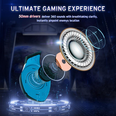 Tai nghe gắn trên đầu ONIKUMA K1B chơi game có dây với bộ điều khiển 50mm giảm tiếng ồn USB + Cổng 3,5 mm kép