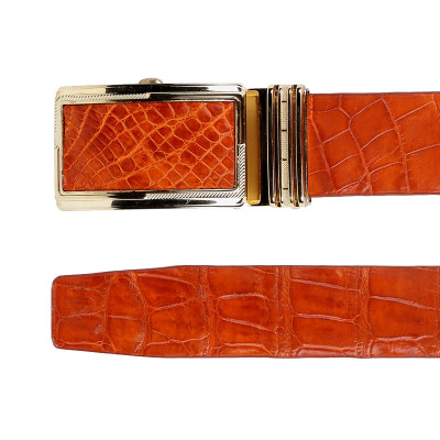 HJ4207-08-09-44 - Thắt lưng nam da cá sấu Huy Hoàng gai lưng 3,5P màu đen, nâu đỏ, vàng bò, nâu đất