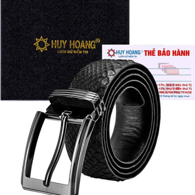 Thắt Lưng Nam Da Trăn Bản Lớn Đầu Kim Huy Hoàng HT4317 - Đen