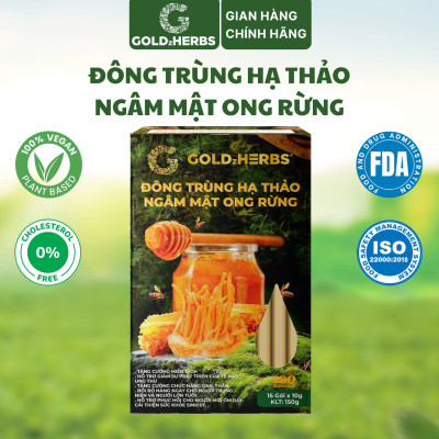 Hàng chính hãng - Đông trùng hạ thảo ngâm mật ong rừng GoldzHerbs, 100% mật ong nguyên chất – Hũ 300g/ Hộp 15 gói