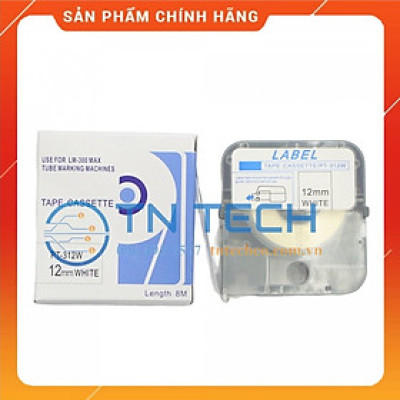 Nhãn in MAX PT-312W - Chữ đen nền trắng 12MM x 8M - Dùng cho máy in ống MAX [Hàng nhập khẩu]