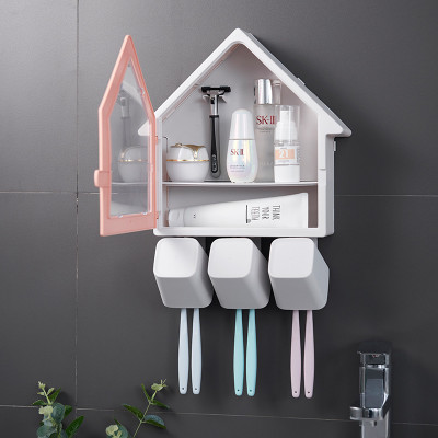 Hộp/ Kệ Đựng Vật Dụng Nhà Tắm Hình Mái Nhà  Sang Trọng Được Chọn Màu ( Tặng Kèm 3 Ly ) - PaKaSa