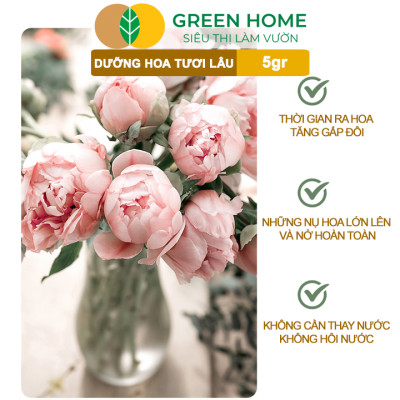 Dưỡng Hoa Tươi Lâu Greenhome, Longlife, Phân Bón Cho Hoa Cắt Cành, Gói 5gr, Lâu Tàn, Nở Bông To, Không Bị Hôi Nước