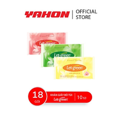18 Gói Khăn Giấy Bỏ Túi LET-GRREN, 10 Tờ/Gói