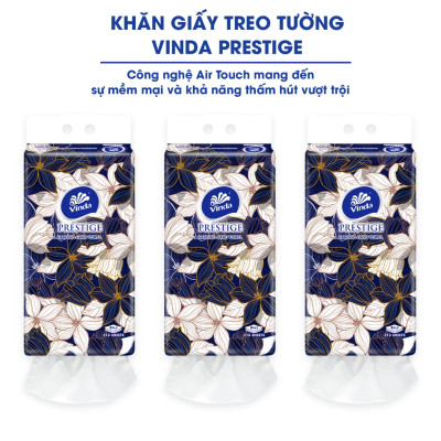 [2 GÓI KHĂN TREO TƯỜNG] Khăn giấy treo tường cao cấp Vinda Prestige 4D 3 lớp 212 tờ