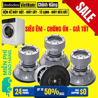 Chân Đế Máy Giặt Bộ 4 Chân Chống Rung Chống Trơn Trượt Có Thể Điều Chỉnh Tăng Giảm Đa Năng - Hàng chính hãng dododios