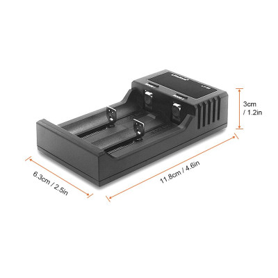 Bộ sạc pin Liitokala Lii-S2 LCD 2 khe cắm cho 18650 26650 21700 18350 AA AA 