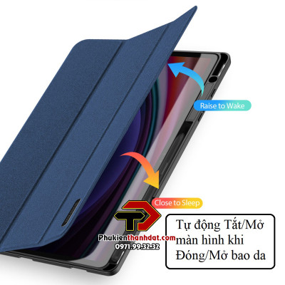 Bao da dành cho Samsung Galaxy Tab S10+ Plus, S10 Ultra, S9, S9 FE, Tab S9+ Plus, Tab S9 Ultra chính hãng Dux Ducis Domo có ngăn đựng bút, chống sốc - Hàng chính hãng