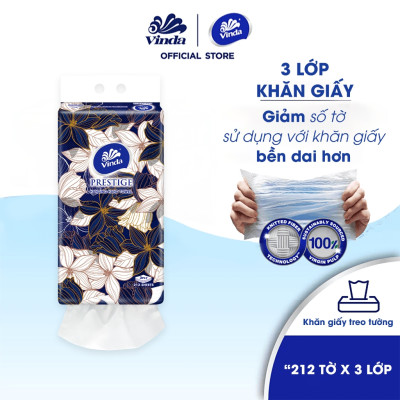 [MUA 8 GÓI KHĂN TREO TƯỜNG TẶNG 1 GÓI + 2 GÓI KHĂN RÚT SIZE S + ẤM TRÀ ] Khăn giấy treo tường cao cấp Vinda Prestige 4