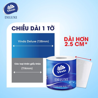 [MUA 3 LỐC GVS DELUXE TẶNG 5 CUỘN + 1 MÓC KHÓA] Giấy vệ sinh cao cấp Vinda Deluxe 3 lớp (8 Cuộn)