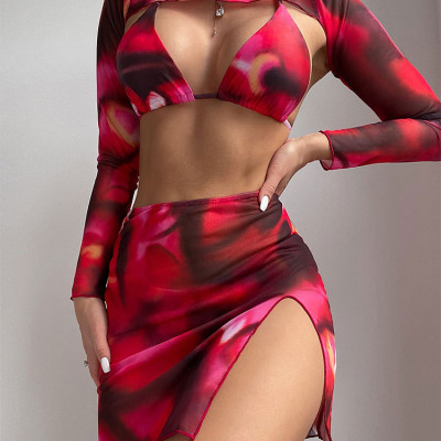 Bikini 2 Mảnh 3 Chi Tiết , Đồ Bơi 2 Dây Chất Lụa Kèm Quây Kín Đáo Sexy